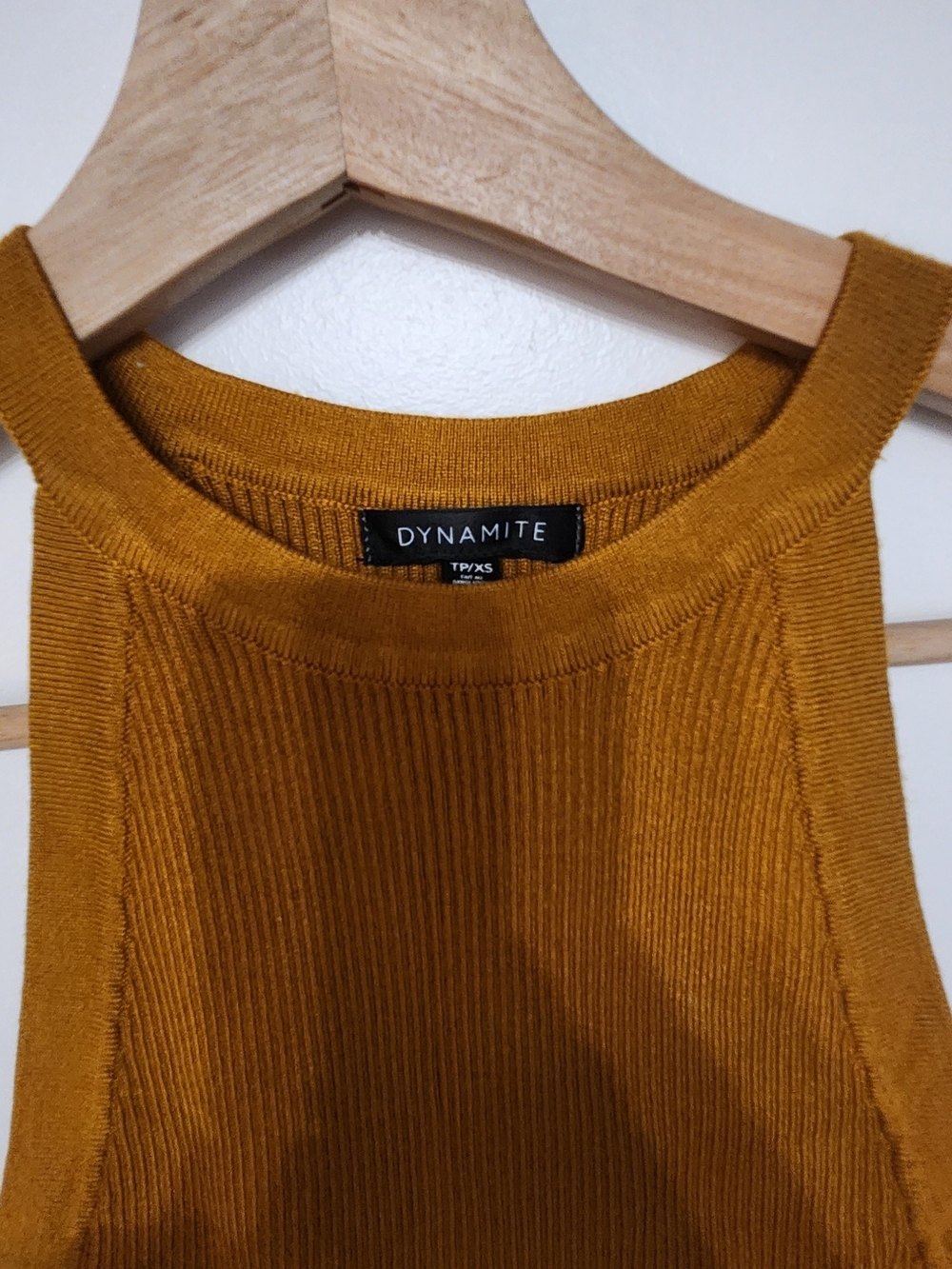 Dynamite Ribbed Halter Tank - Mustard - Picture 2 of 3